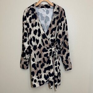 H&M Black Brown Wrap Jacket